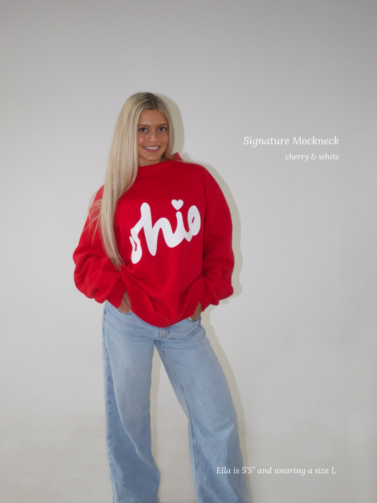 Signature Mockneck - Cherry & White
