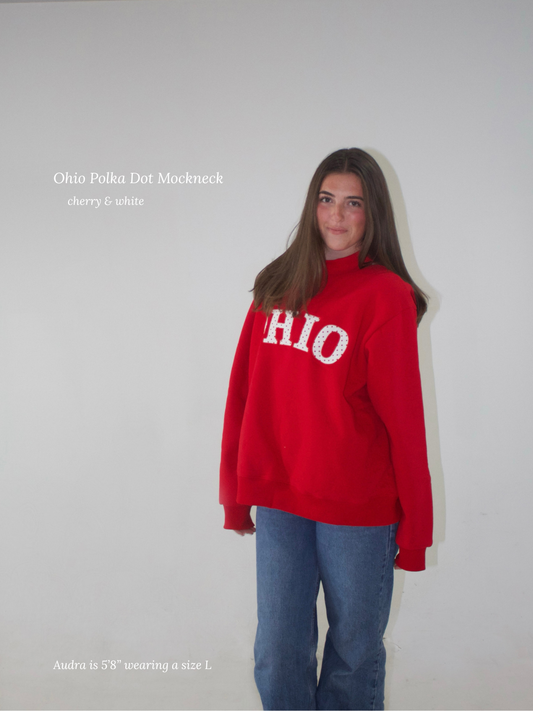 Polka Dot Mockneck - Cherry & White