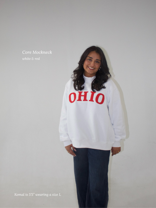 Core Mockneck - White & Red