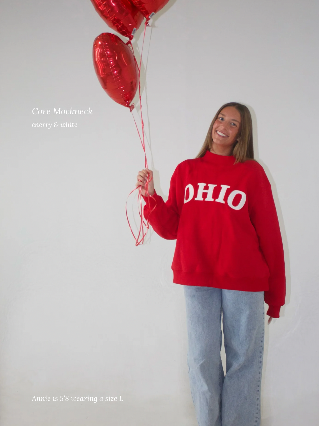 Core Mockneck - Cherry & White