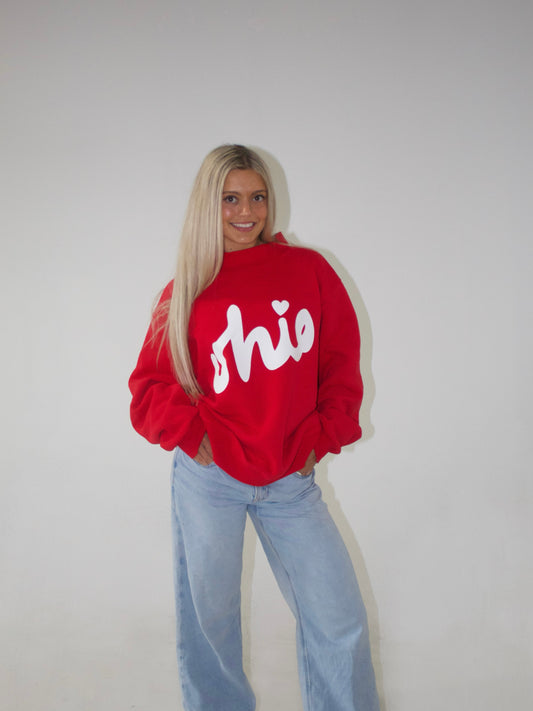 Signature Mockneck - Cherry & White