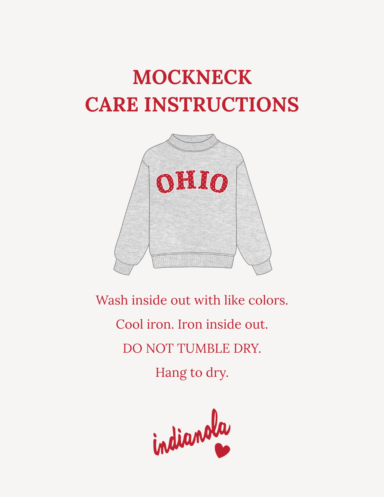 Polka Dot Mockneck - Heather Grey & Red