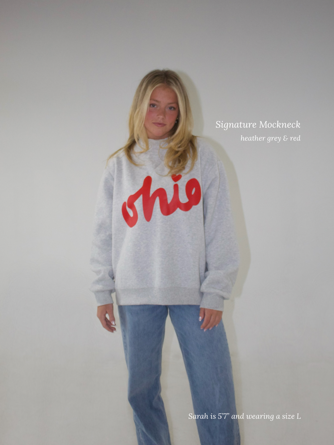 Signature Mockneck - Heather Grey & Red