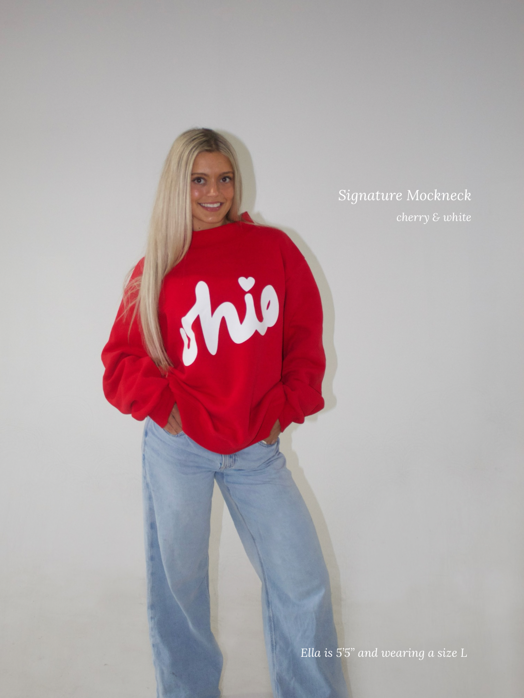 Signature Mockneck - Cherry & White