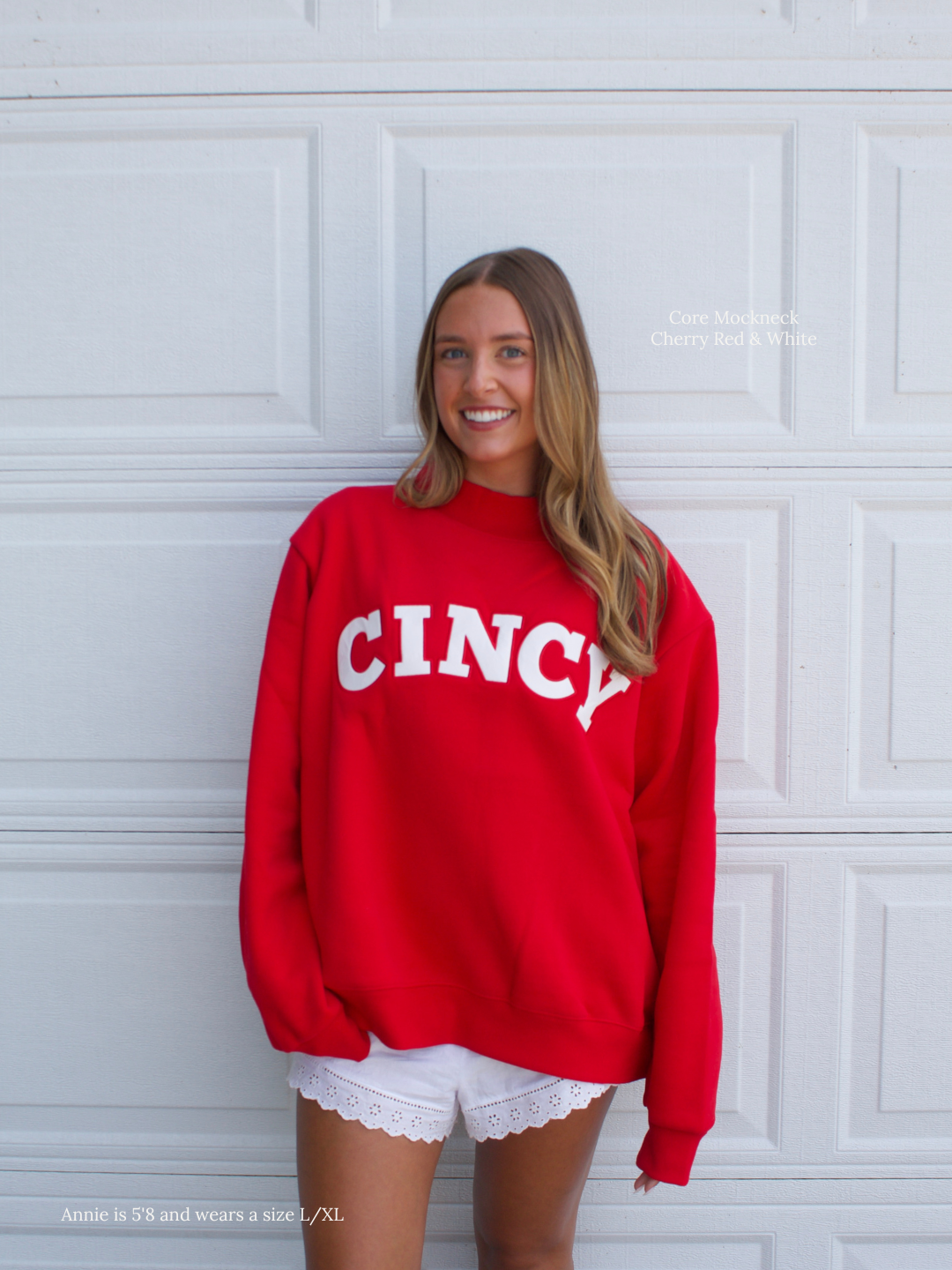 Cincy Core Mockneck - Cherry Red & White