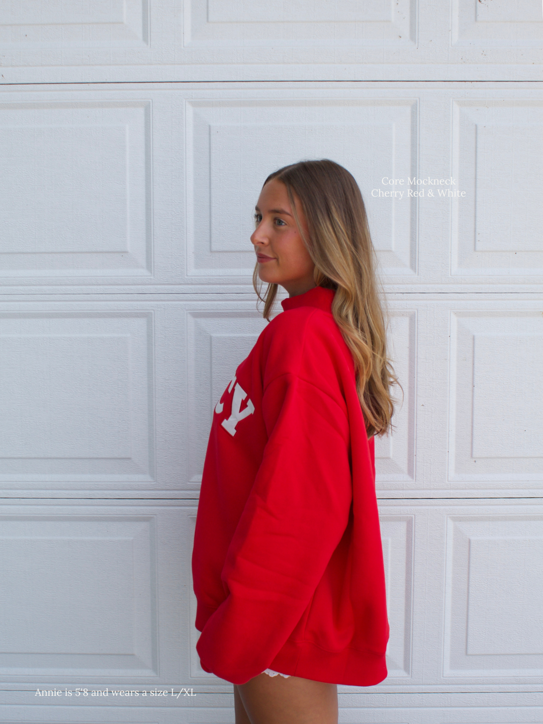 Cincy Core Mockneck - Cherry Red & White