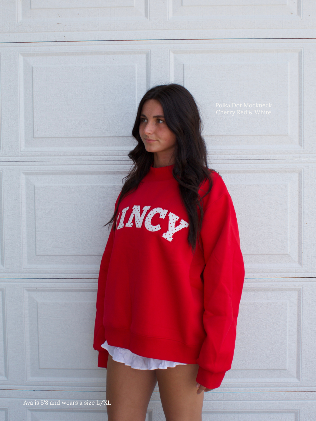 Cincy Polka Dot Mockneck - Cherry Red & White-2