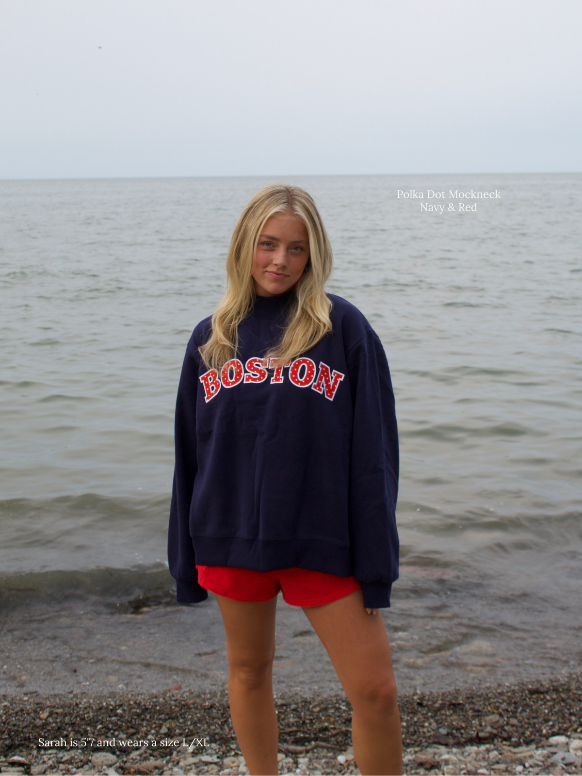 Boston Polka Dot Mockneck - Navy & Red-4