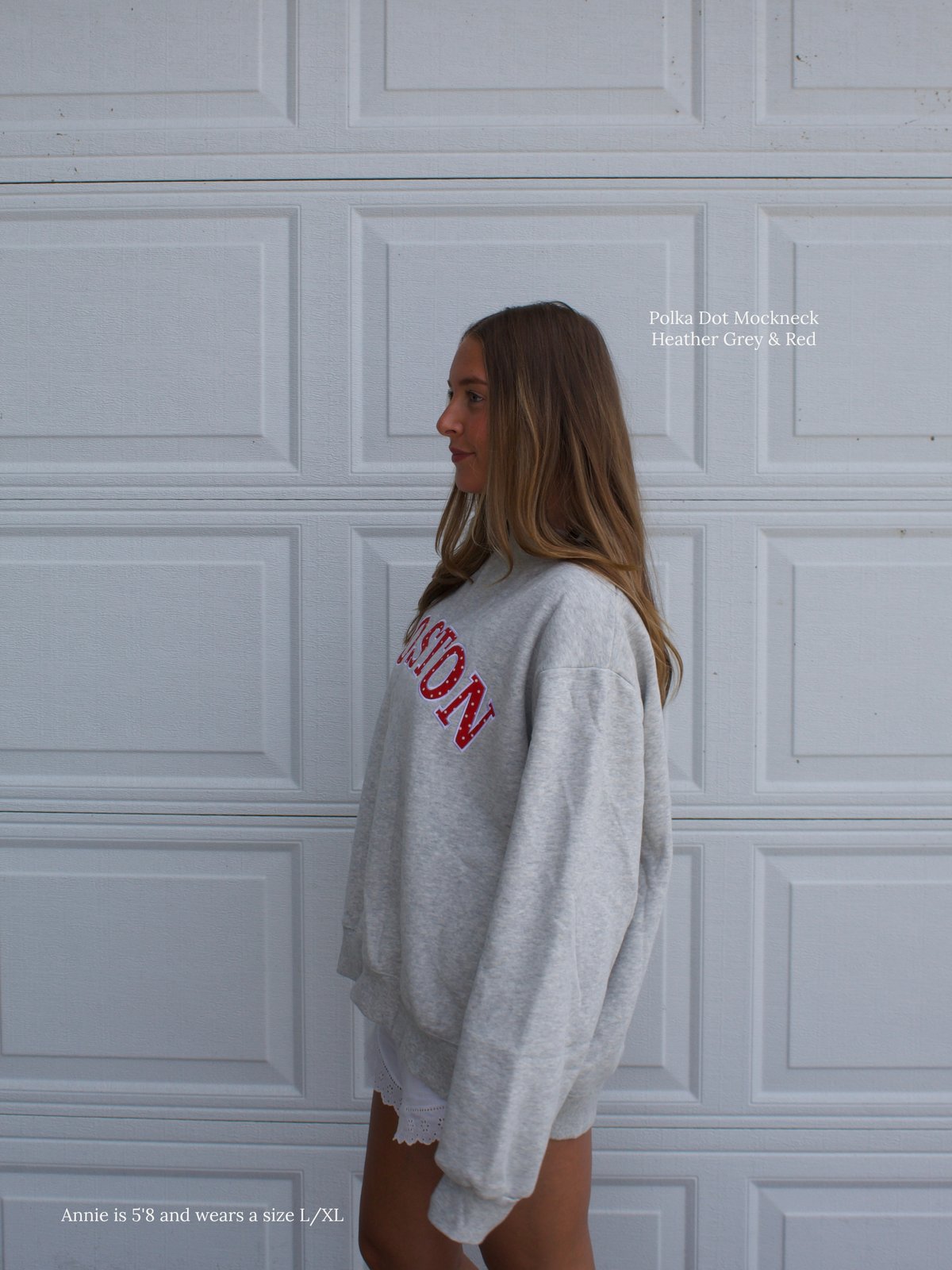Boston Polka Dot Mockneck - Heather Grey & Red