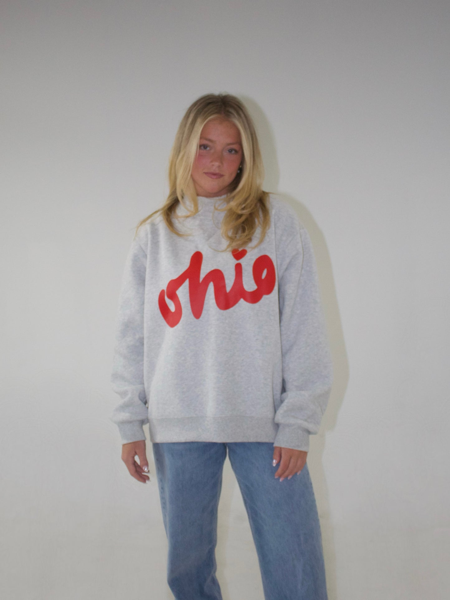 Signature Mockneck - Heather Grey & Red