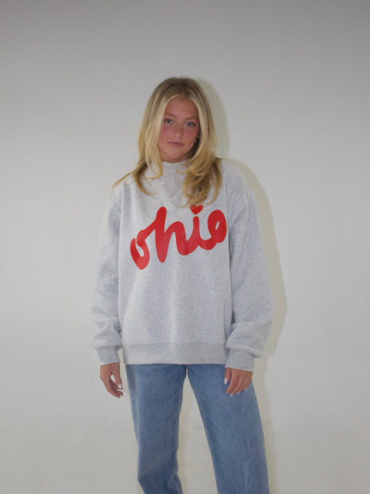 Signature Mockneck - Heather Grey & Red