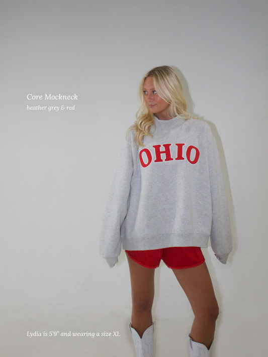 Core Mockneck - Heather Grey and Red