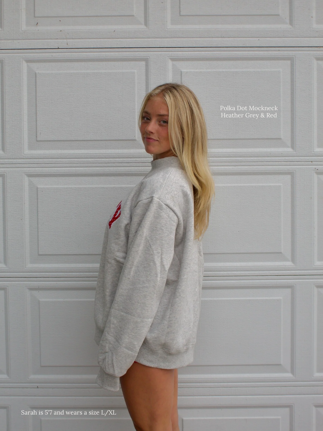 Cincy Polka Dot Mockneck - Heather Grey & Red-2