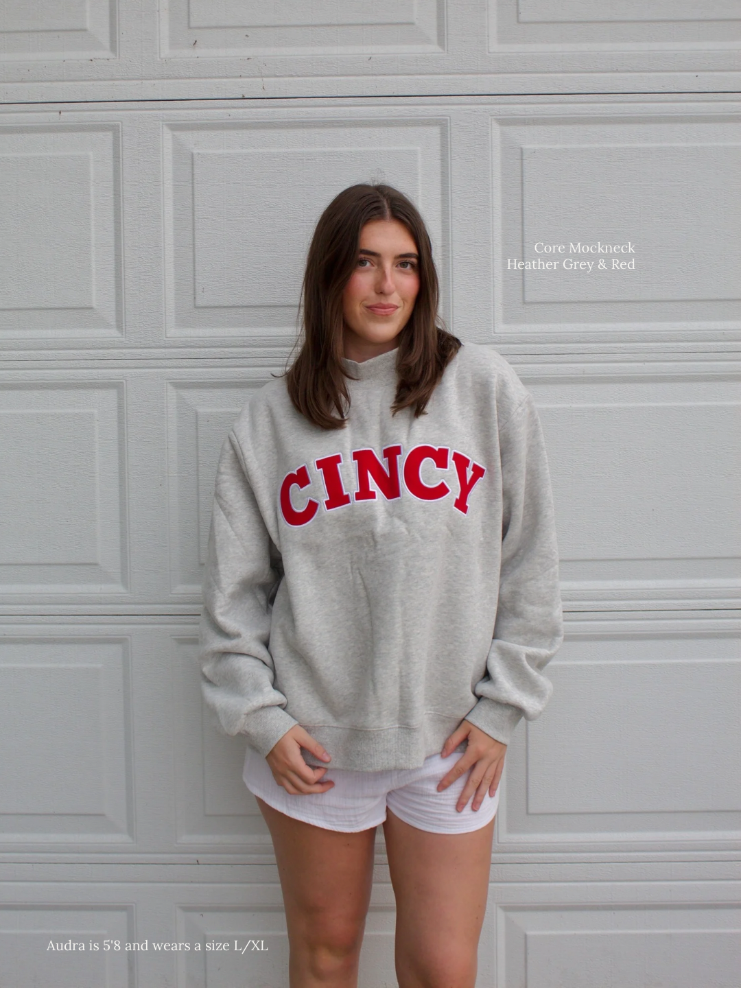 Cincy Core Mockneck - Heather Grey & Red