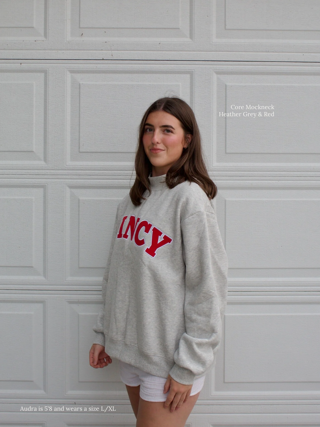 Cincy Core Mockneck - Heather Grey & Red