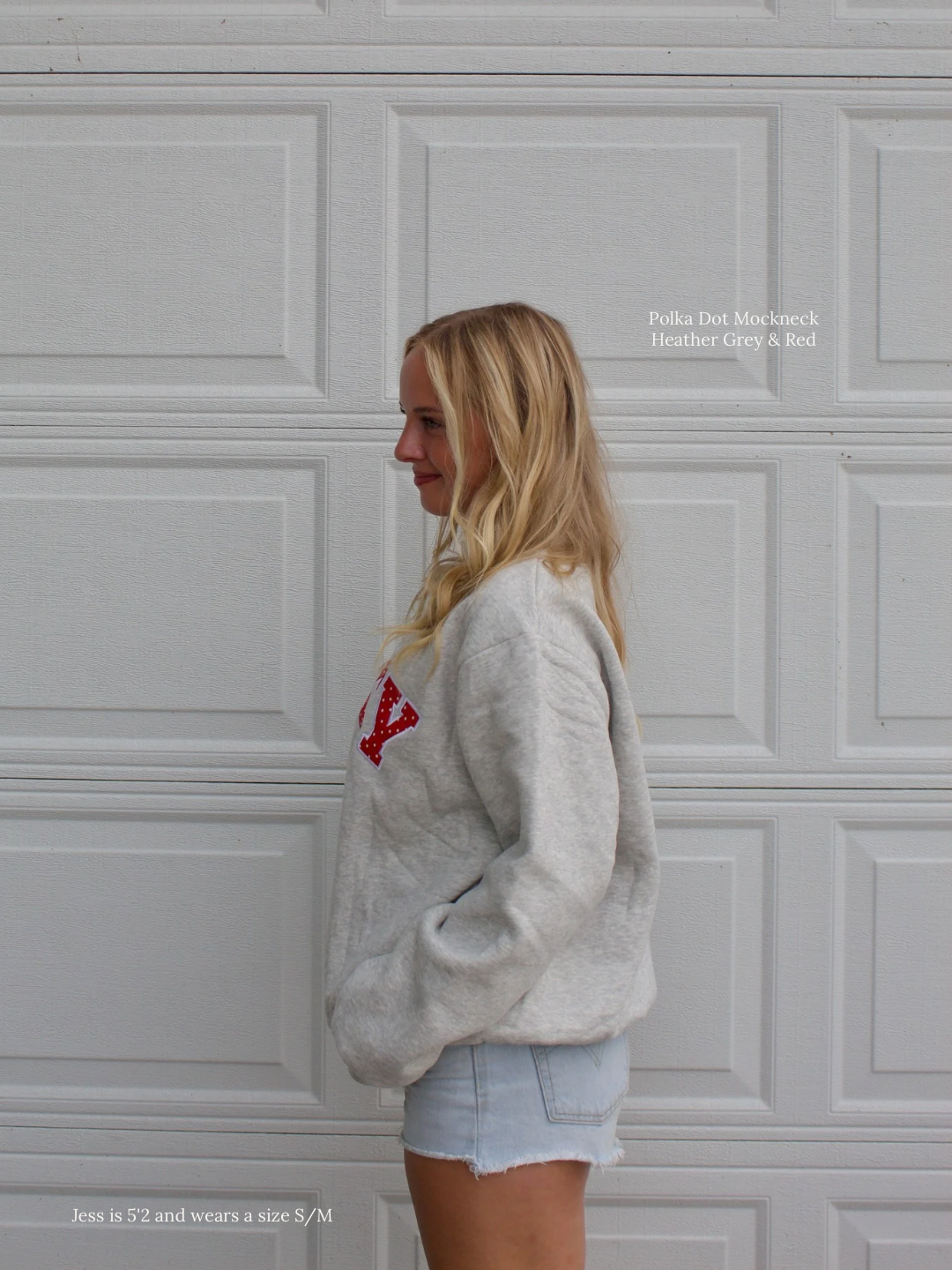 Cincy Polka Dot Mockneck - Heather Grey & Red-4