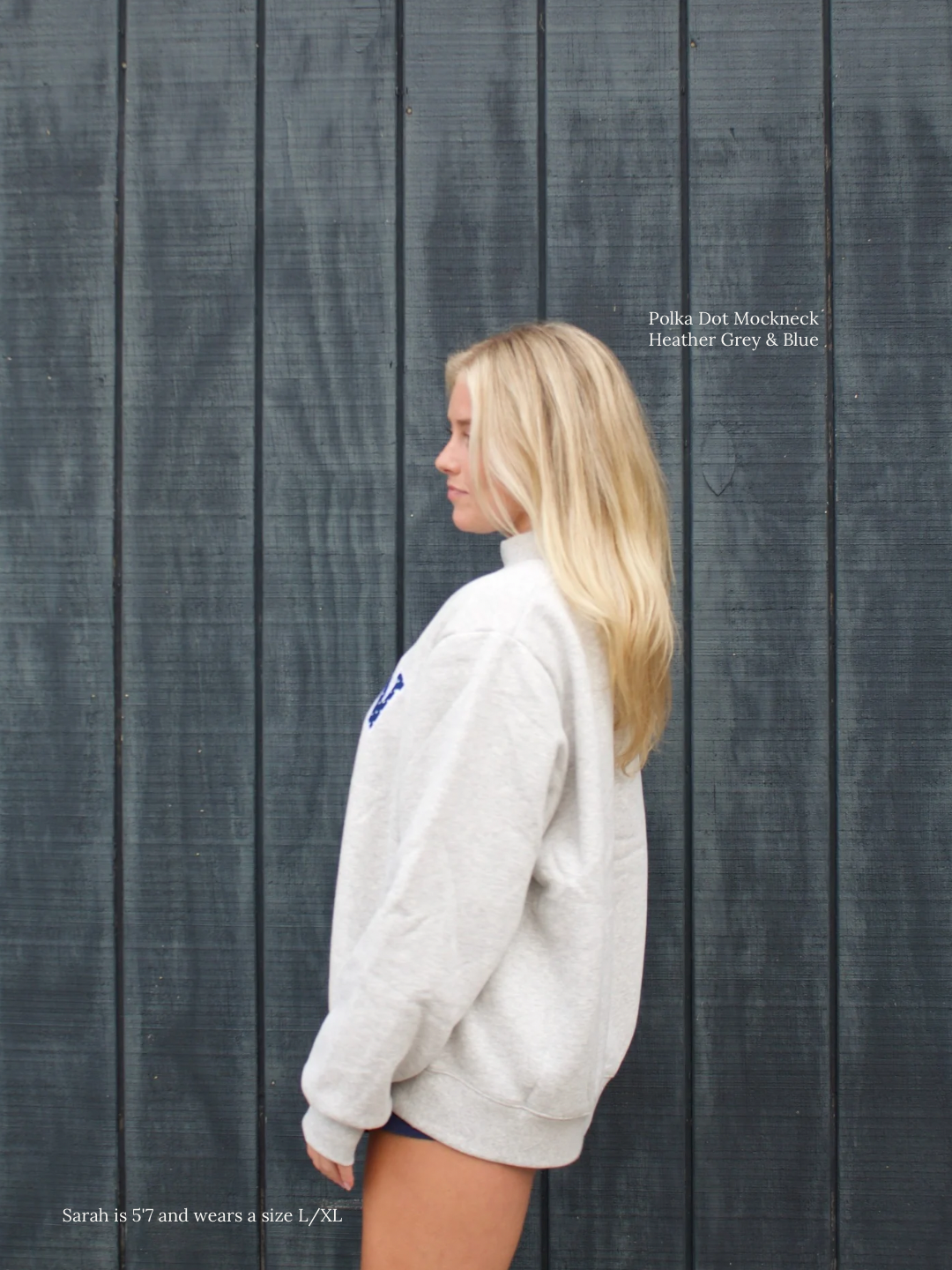 Minnesota Polka Dot Mockneck - Heather Grey & Blue