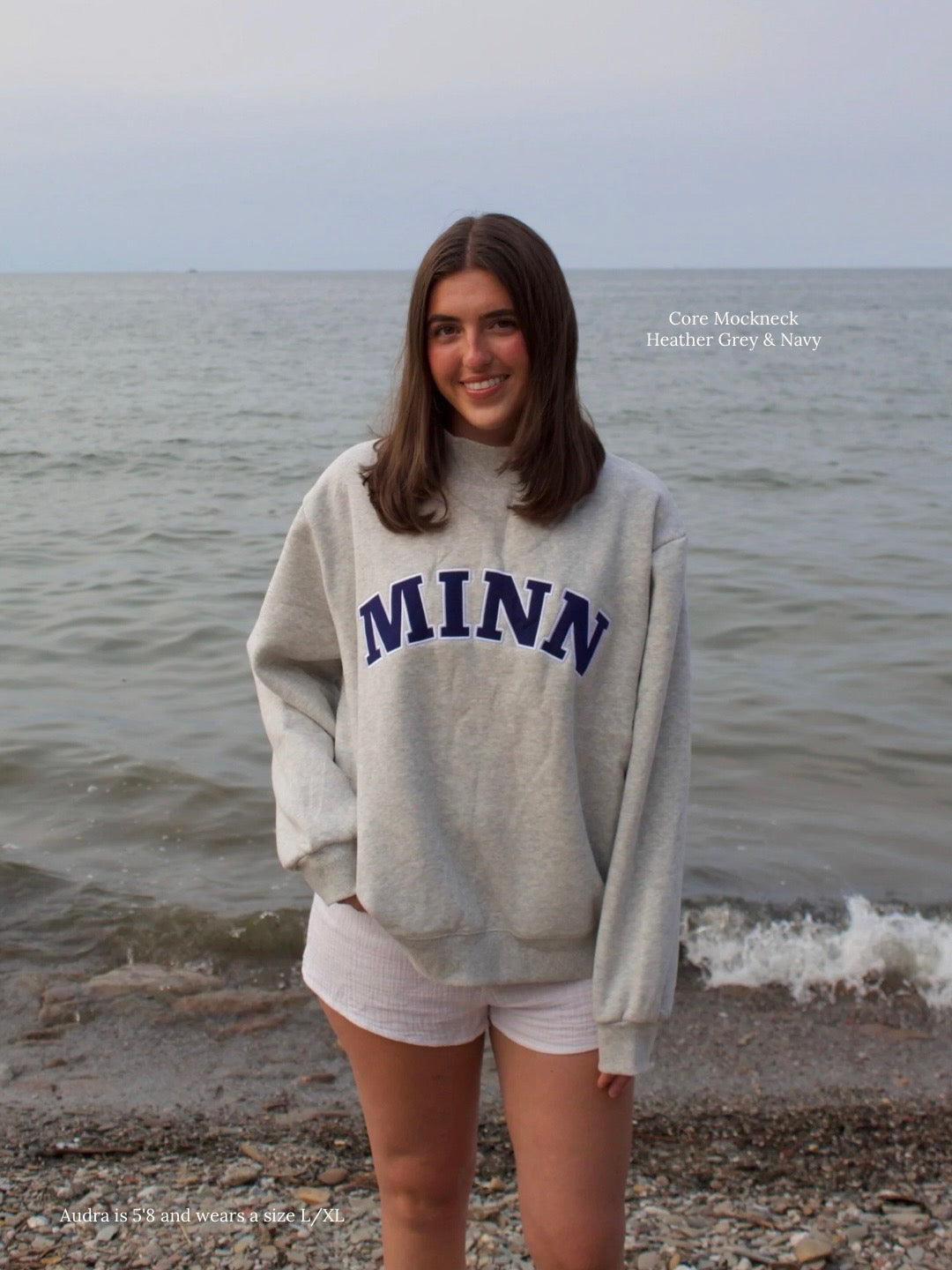 Minnesota Core Mockneck - Heather Grey & Navy