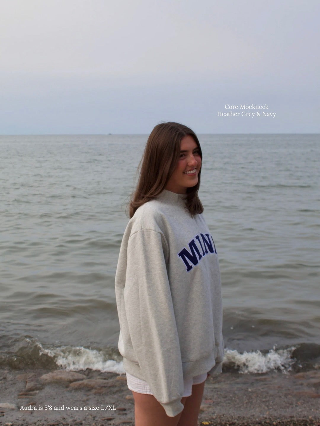 Minnesota Core Mockneck - Heather Grey & Navy