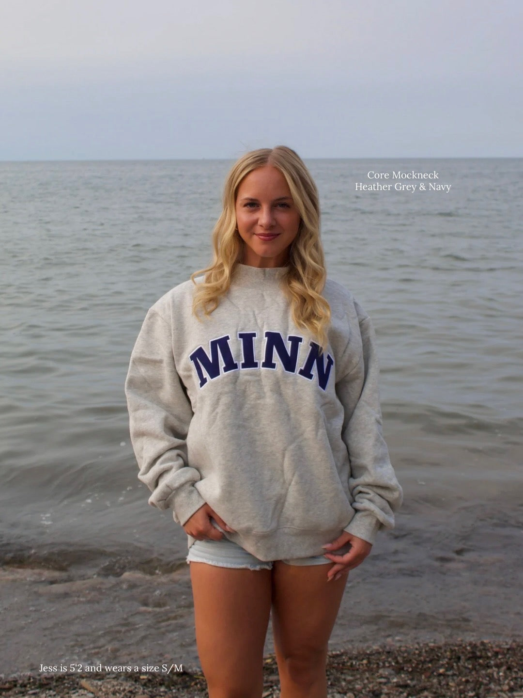 Minnesota Core Mockneck - Heather Grey & Navy-3