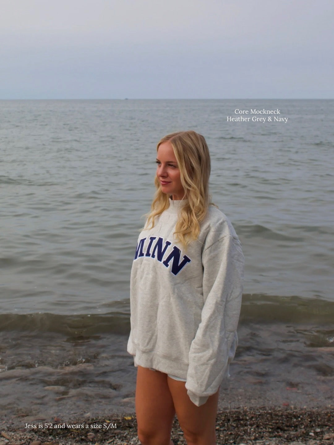 Minnesota Core Mockneck - Heather Grey & Navy-4