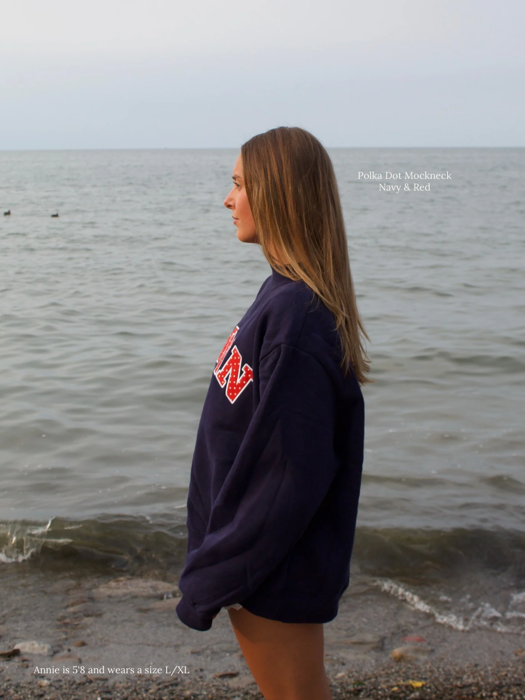 Minnesota Polka Dot Mockneck - Navy & Red