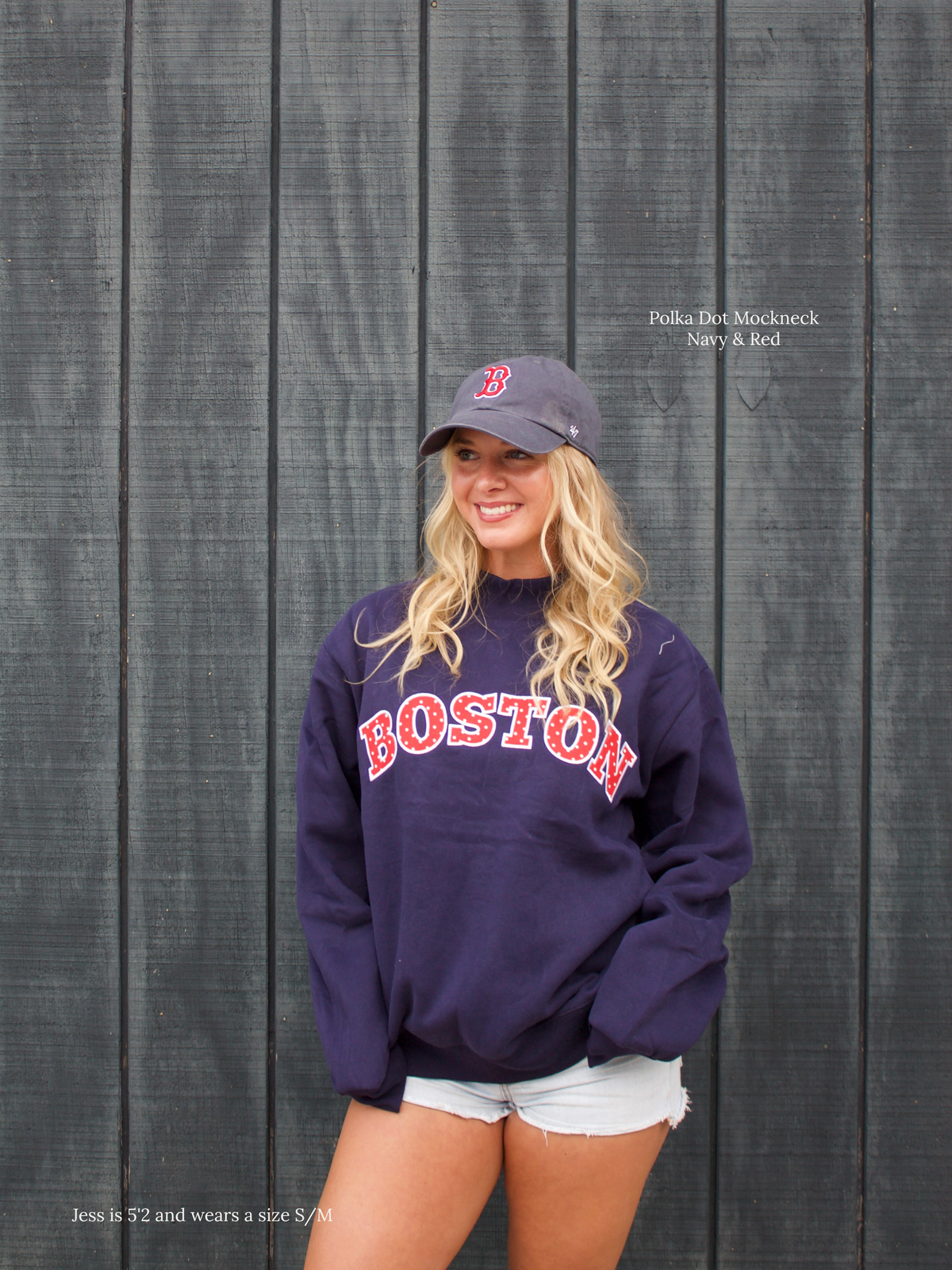 Boston Polka Dot Mockneck - Navy & Red-3