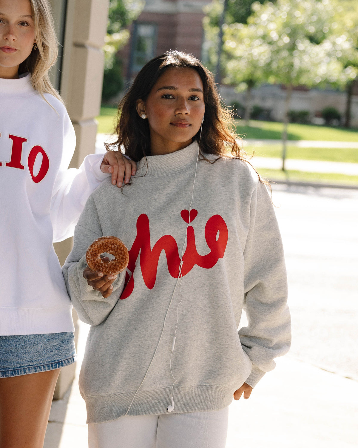 Signature Mockneck - Heather Grey & Red