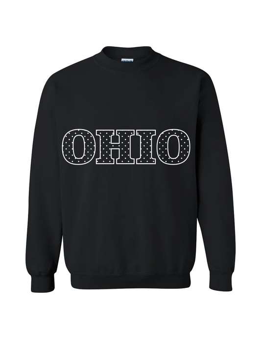 Polka Dot Varisty Crewneck - Black