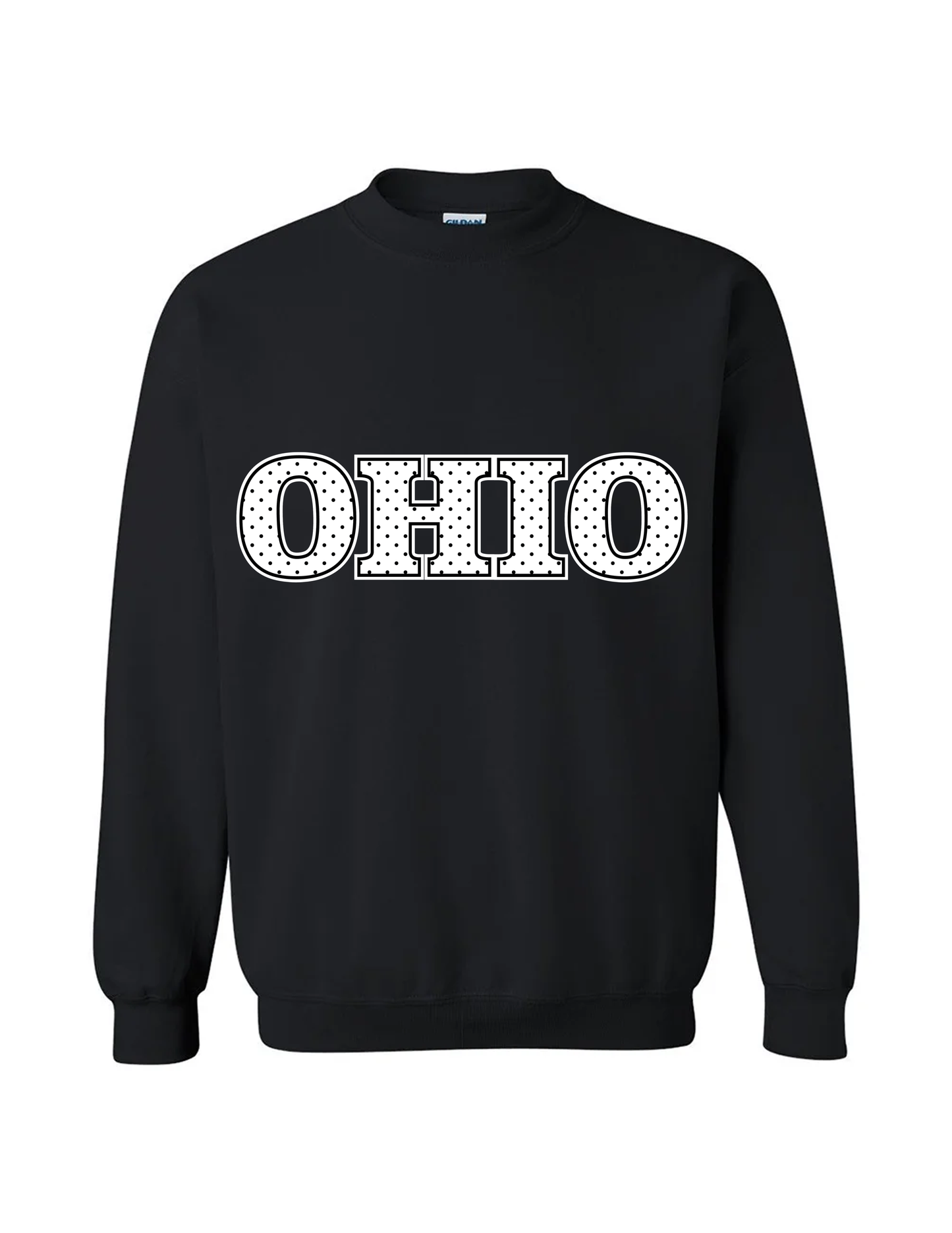Polka Dot Varisty Crewneck - Black & White