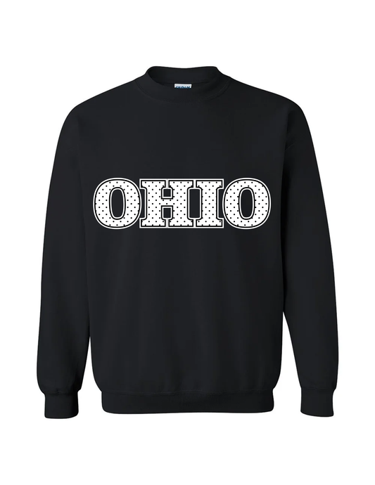 Polka Dot Varisty Crewneck - Black & White