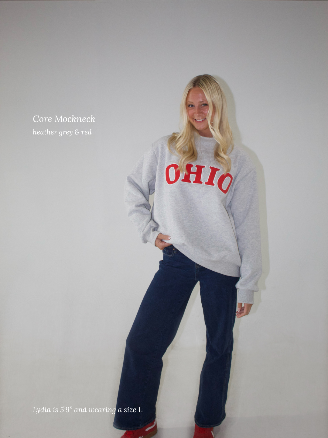 Core Mockneck - Heather Grey and Red