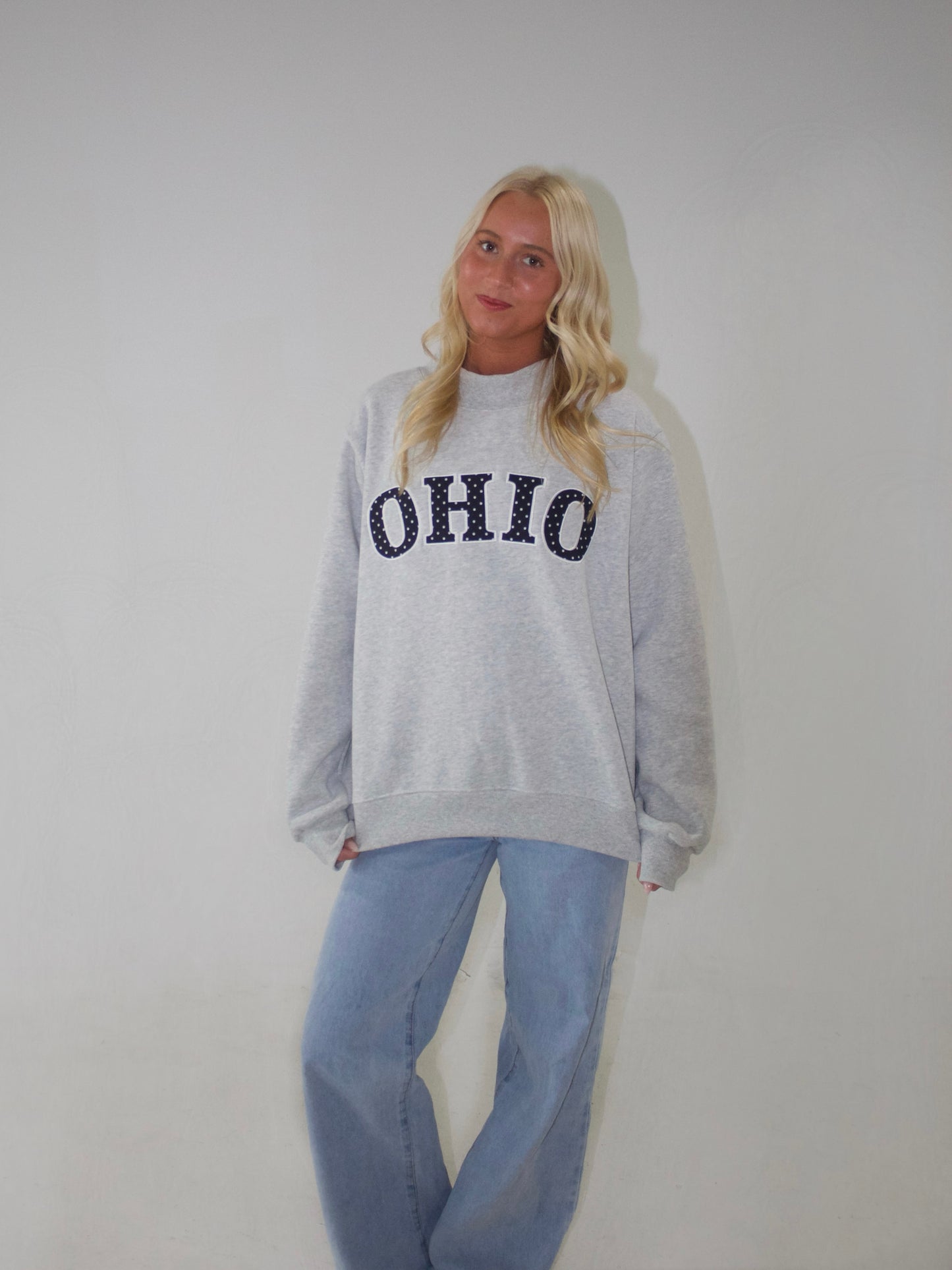Polka Dot Mockneck - Heather Grey & Black