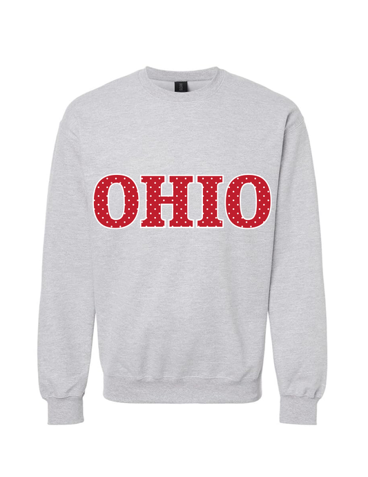 Polka Dot Varisty Crewneck - Red