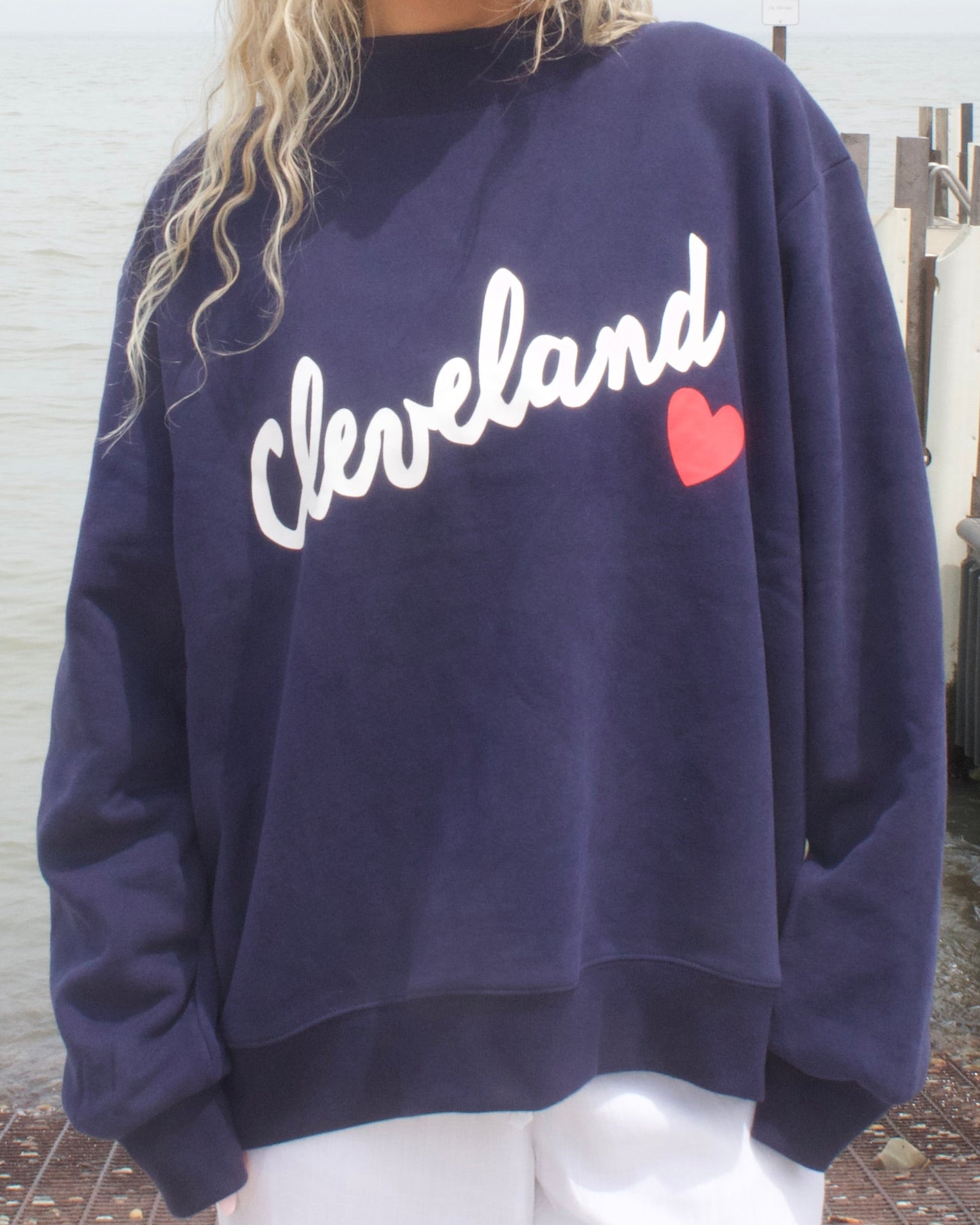 Signature Mockneck - Navy and White