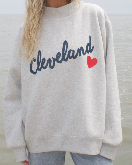Signature Mockneck - Heather Grey and Navy