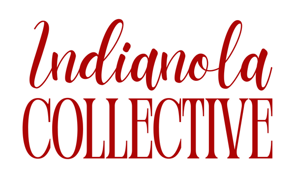Red 'Indianola Collective' text on a white background